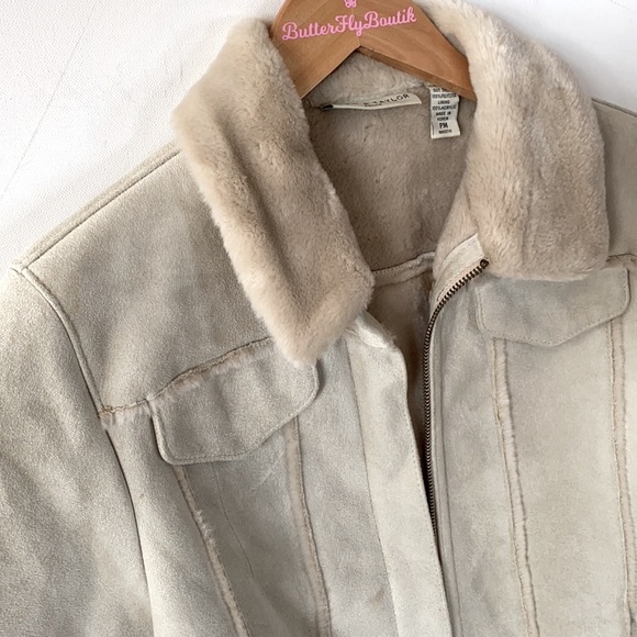 Lord & Taylor Faux Suede Shearling Jacket, Sz PM - Picture 11 of 13